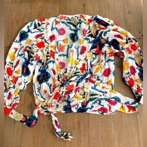 Rhode floral blouse with tie NWOT